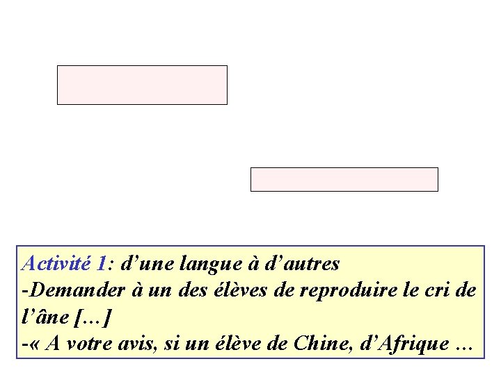 Activité 1: d’une langue à d’autres -Demander à un des élèves de reproduire le