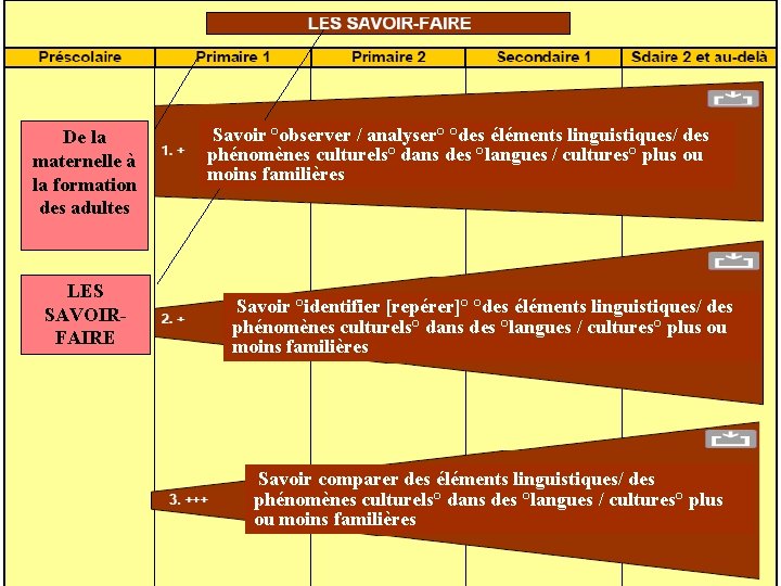 De la maternelle à la formation des adultes LES SAVOIRFAIRE Savoir °observer / analyser°