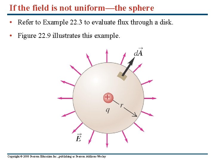 If the field is not uniform—the sphere • Refer to Example 22. 3 to
