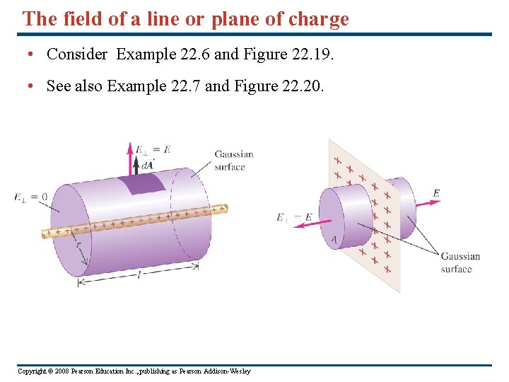 The field of a line or plane of charge • Consider Example 22. 6