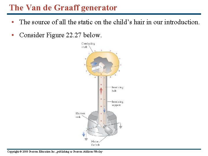 The Van de Graaff generator • The source of all the static on the
