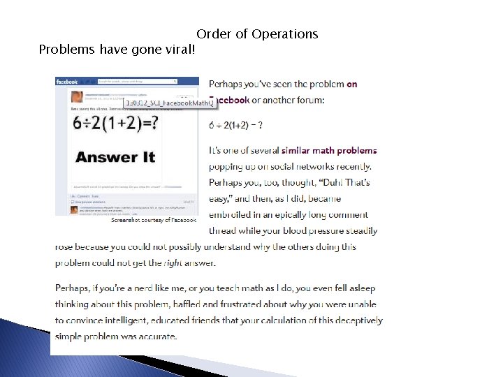 Problems have gone viral! Order of Operations 