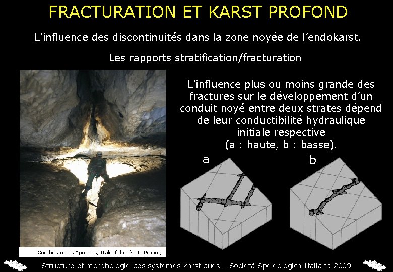 FRACTURATION ET KARST PROFOND L’influence des discontinuités dans la zone noyée de l’endokarst. Les