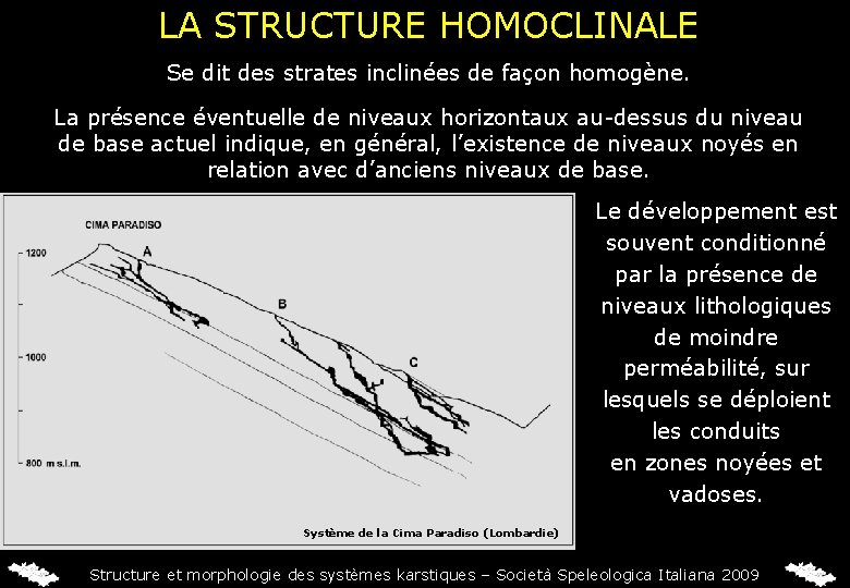 LA STRUCTURE HOMOCLINALE Se dit des strates inclinées de façon homogène. La présence éventuelle