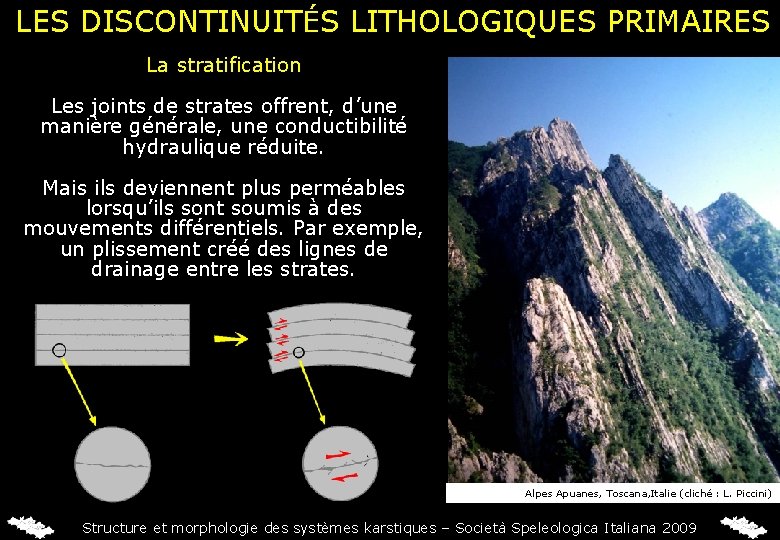 LES DISCONTINUITÉS LITHOLOGIQUES PRIMAIRES La stratification Les joints de strates offrent, d’une manière générale,
