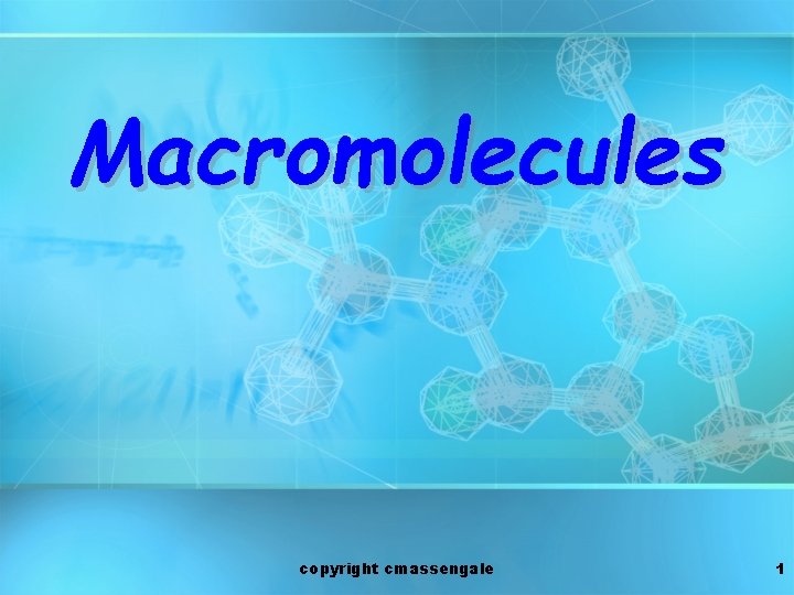 Macromolecules copyright cmassengale 1 