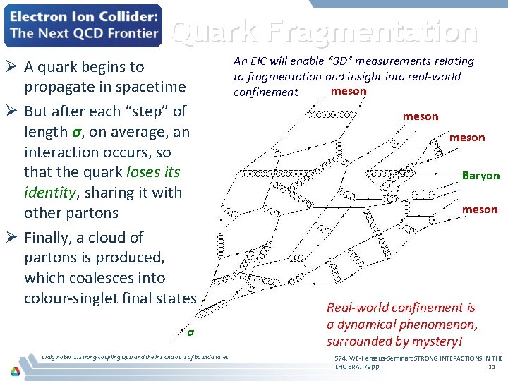 Quark Fragmentation Ø A quark begins to propagate in spacetime Ø But after each