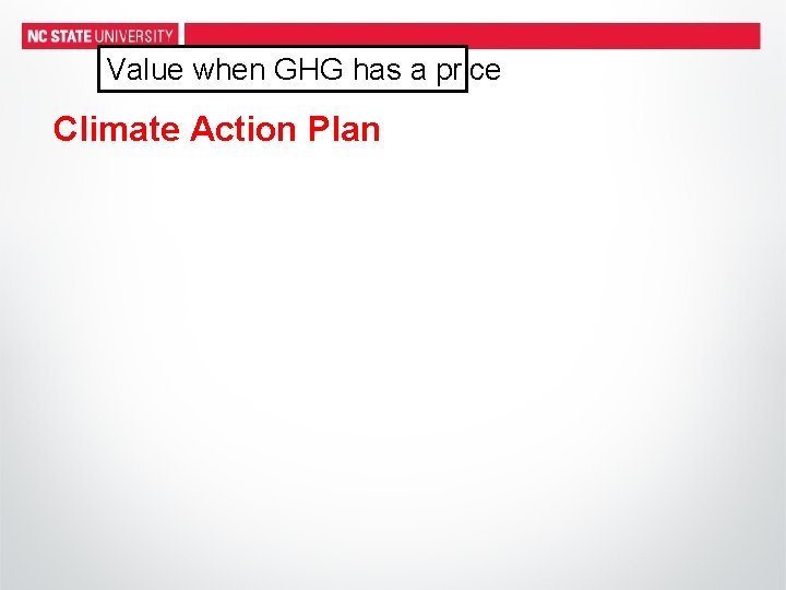 Value when GHG has a price Climate Action Plan 