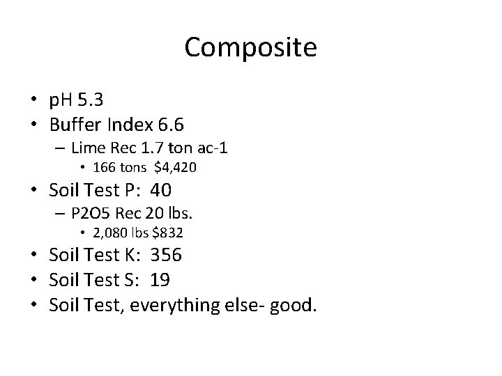 Composite • p. H 5. 3 • Buffer Index 6. 6 – Lime Rec
