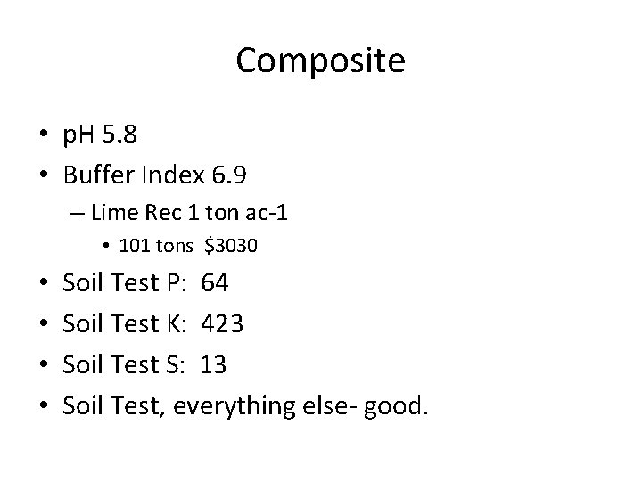 Composite • p. H 5. 8 • Buffer Index 6. 9 – Lime Rec