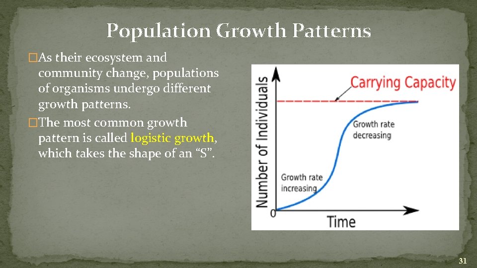 Population Growth Patterns �As their ecosystem and community change, populations of organisms undergo different