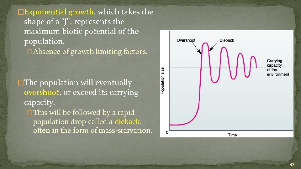 �Exponential growth, which takes the shape of a “J”, represents the maximum biotic potential