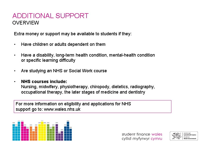 ADDITIONAL SUPPORT OVERVIEW Extra money or support may be available to students if they: