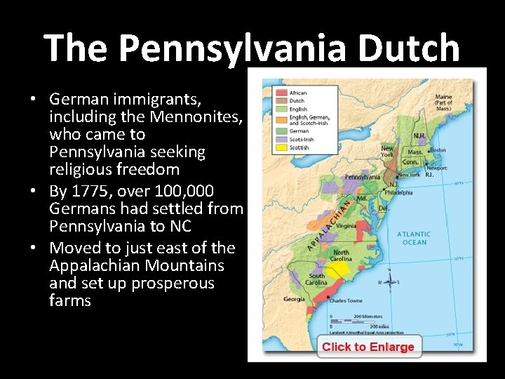 The Pennsylvania Dutch • German immigrants, including the Mennonites, who came to Pennsylvania seeking The Pennsylvania Dutch • German immigrants, including the Mennonites, who came to Pennsylvania seeking