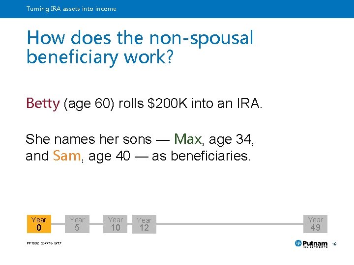 Turning IRA assets into income How does the non-spousal beneficiary work? Betty (age 60)