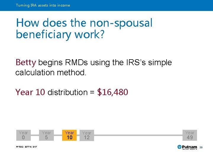 Turning IRA assets into income How does the non-spousal beneficiary work? Betty begins RMDs