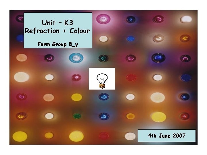 Unit – K 3 Refraction + Colour Form Group 8_y 4 th June 2007