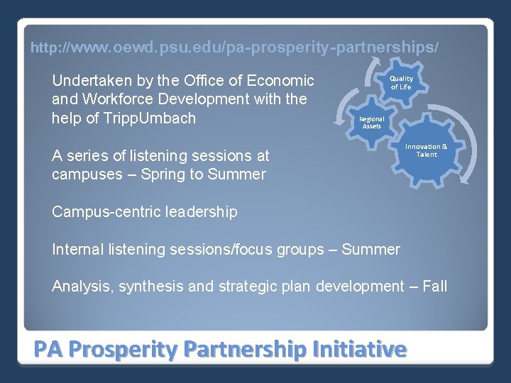 http: //www. oewd. psu. edu/pa-prosperity-partnerships/ Undertaken by the Office of Economic and Workforce Development