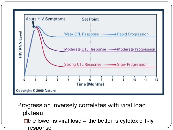 Progression inversely correlates with viral load plateau: �the lower is viral load = the