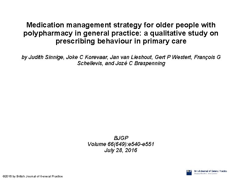 Medication management strategy for older people with polypharmacy in general practice: a qualitative study