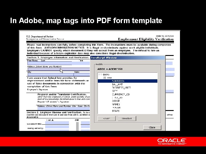 In Adobe, map tags into PDF form template 