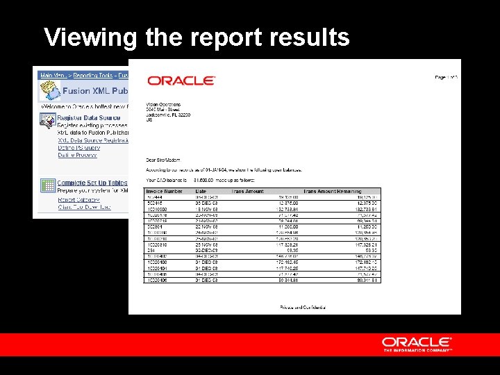 Viewing the report results 