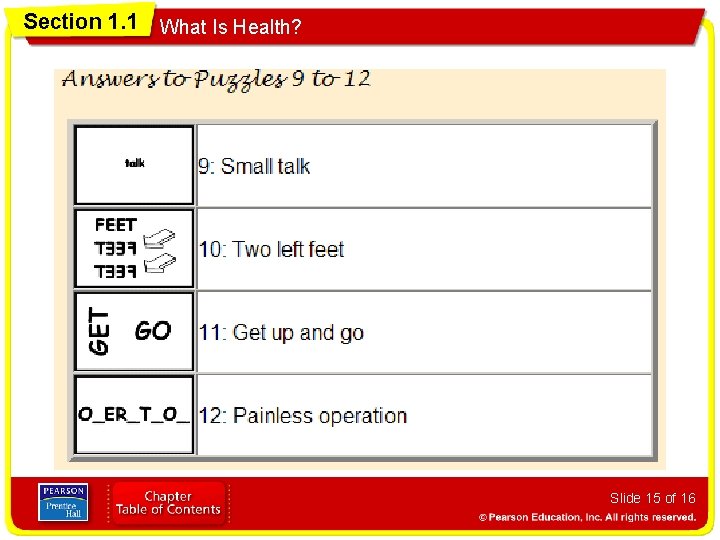 Section 1. 1 What Is Health? Slide 15 of 16 