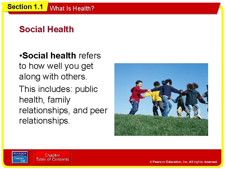 Section 1. 1 What Is Health? Social Health • Social health refers to how