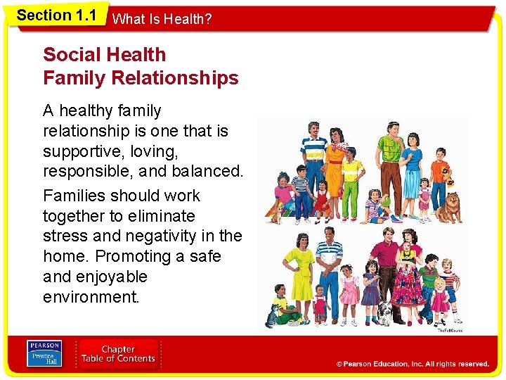 Section 1. 1 What Is Health? Social Health Family Relationships A healthy family relationship