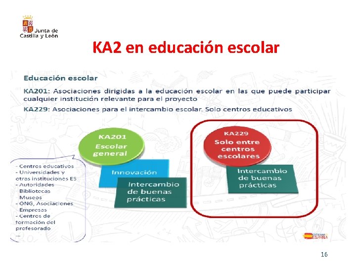 KA 2 en educación escolar DG Innovación y Equidad Educativa 16 