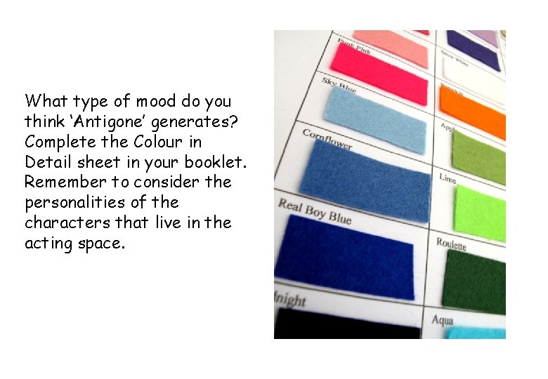 What type of mood do you think ‘Antigone’ generates? Complete the Colour in Detail