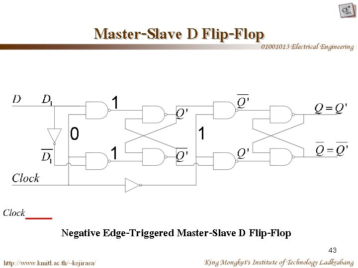 Master-Slave D Flip-Flop 1 0 1 1 Negative Edge-Triggered Master-Slave D Flip-Flop 43 
