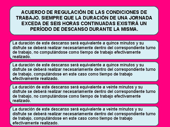 ACUERDO DE REGULACIÓN DE LAS CONDICIONES DE TRABAJO. SIEMPRE QUE LA DURACIÓN DE UNA