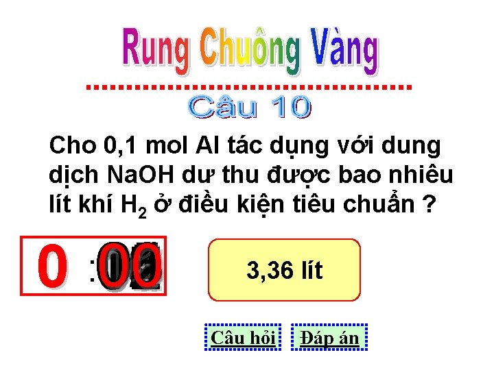 Cho 0, 1 mol Al tác dụng với dung dịch Na. OH dư thu