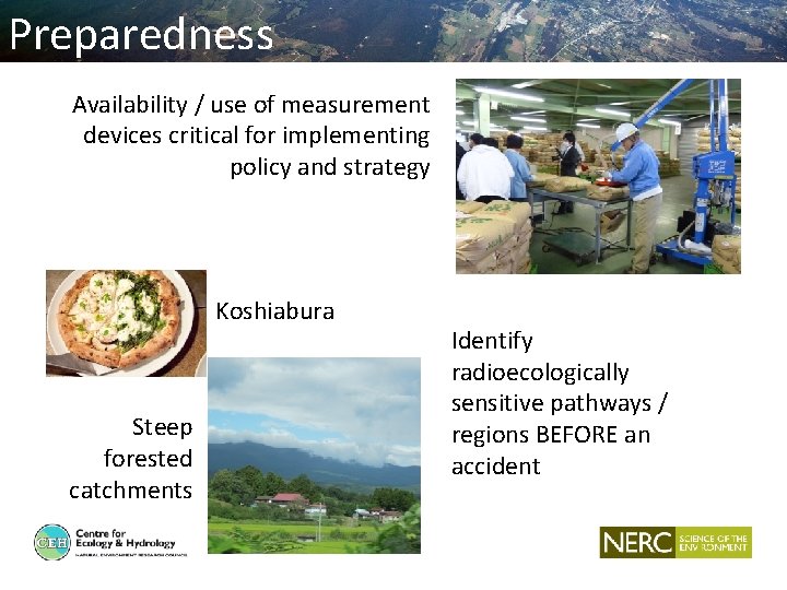 Preparedness Availability / use of measurement devices critical for implementing policy and strategy Koshiabura