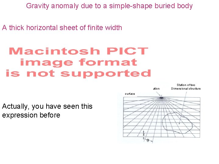 Gravity anomaly due to a simple-shape buried body A thick horizontal sheet of finite