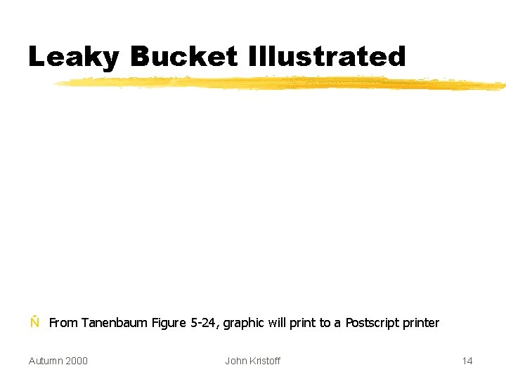 Leaky Bucket Illustrated Ñ From Tanenbaum Figure 5 -24, graphic will print to a