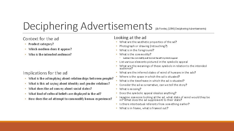 Deciphering Advertisements Context for the ad ◦ Product category? ◦ Which medium does it