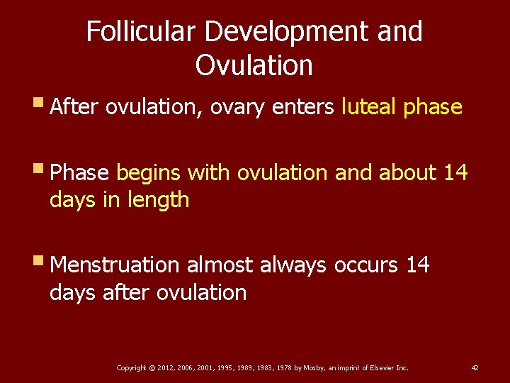 Follicular Development and Ovulation § After ovulation, ovary enters luteal phase § Phase begins