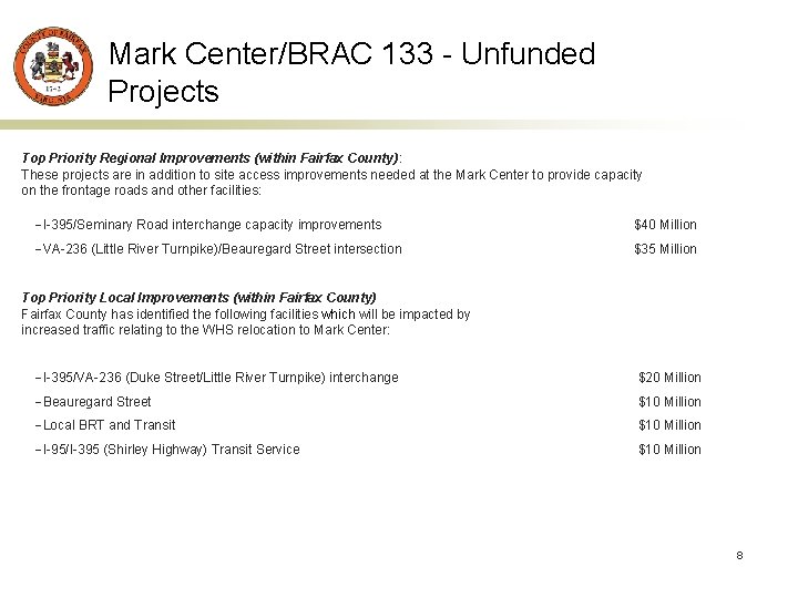 Fairfax County Base Realignment and Closure Mark Canale