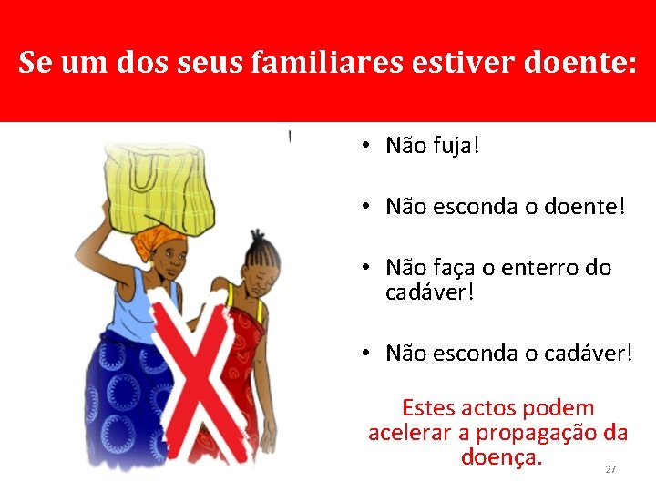 Se um dos seus familiares estiver doente: • Não fuja! • Não esconda o