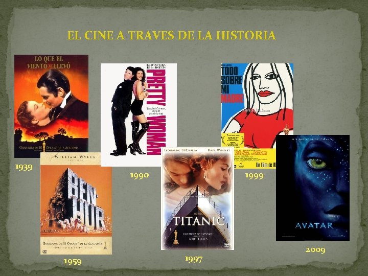 EL CINE A TRAVES DE LA HISTORIA 1939 1990 1959 1997 2009 