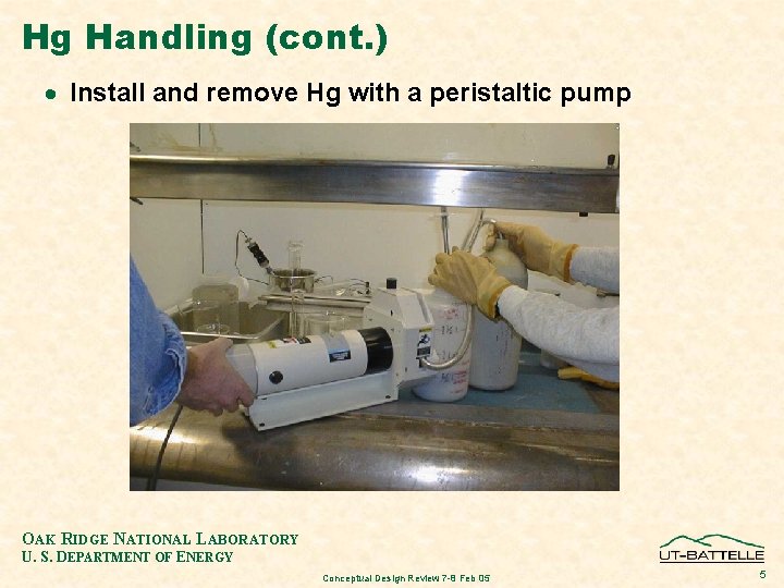 Hg Handling (cont. ) · Install and remove Hg with a peristaltic pump OAK