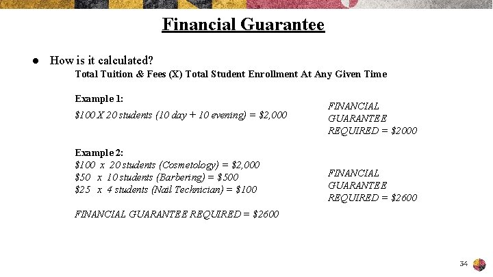 Financial Guarantee ● How is it calculated? Total Tuition & Fees (X) Total Student