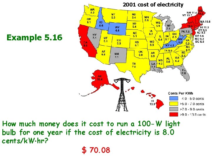 2001 cost of electricity Example 5. 16 How much money does it cost to