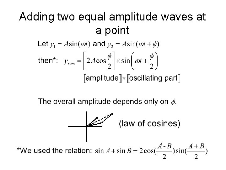 Adding two equal amplitude waves at a point 4 