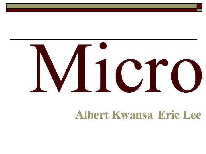 Micro Albert Kwansa Eric Lee 