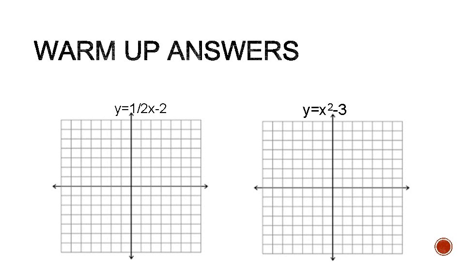 y=1/2 x-2 y=x 2 -3 