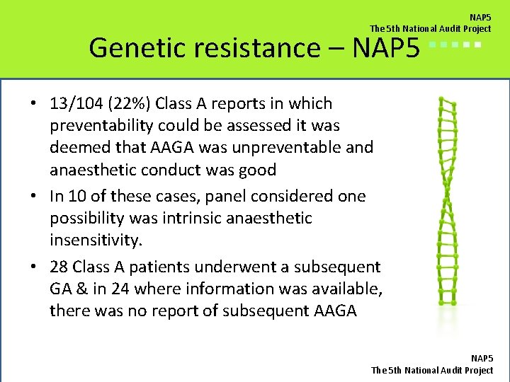 NAP 5 The 5 th National Audit Project Genetic resistance – NAP 5 ■■■■■