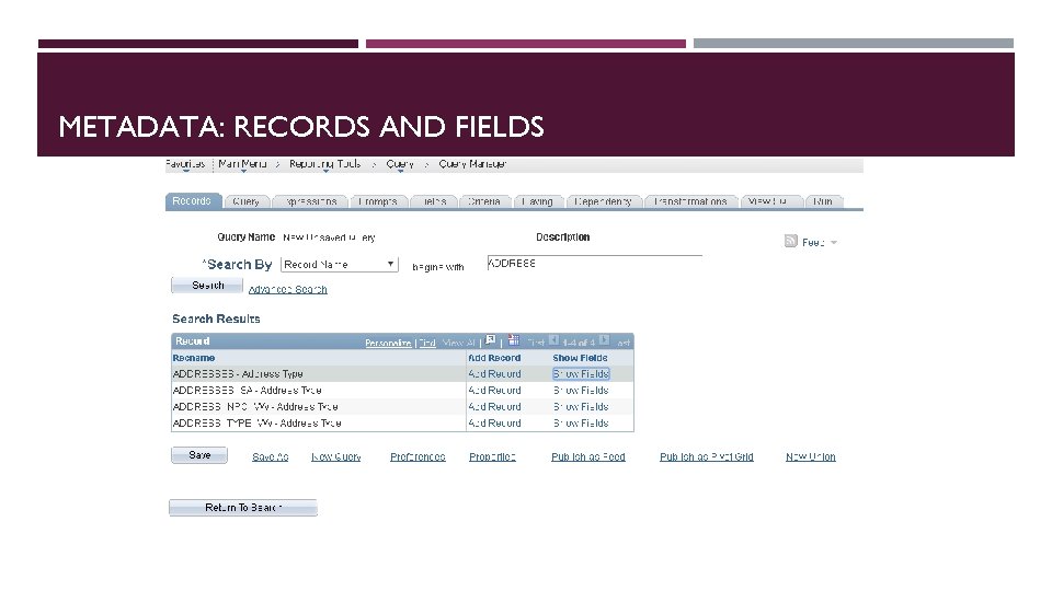 METADATA: RECORDS AND FIELDS 